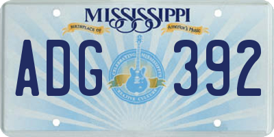 MS license plate ADG392