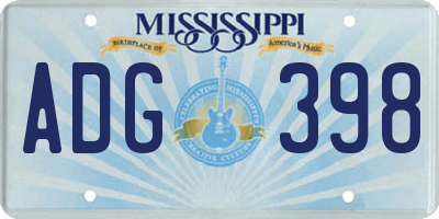 MS license plate ADG398