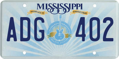 MS license plate ADG402