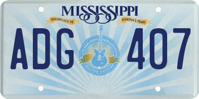 MS license plate ADG407