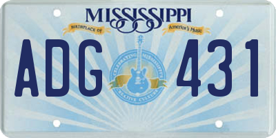 MS license plate ADG431