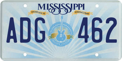 MS license plate ADG462