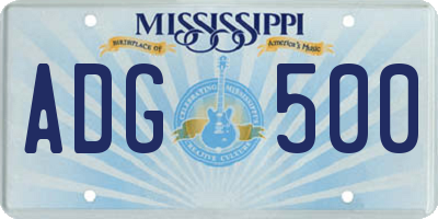 MS license plate ADG500