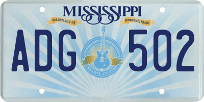 MS license plate ADG502
