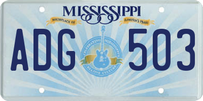 MS license plate ADG503
