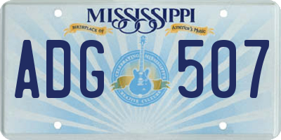 MS license plate ADG507