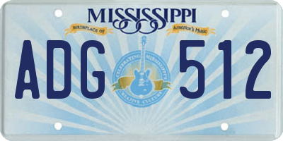 MS license plate ADG512
