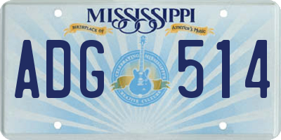 MS license plate ADG514