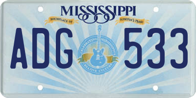 MS license plate ADG533