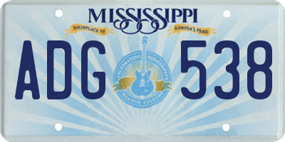 MS license plate ADG538
