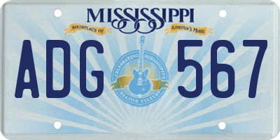 MS license plate ADG567