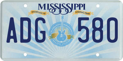 MS license plate ADG580