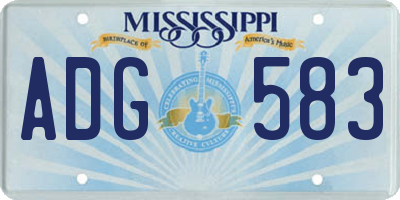 MS license plate ADG583