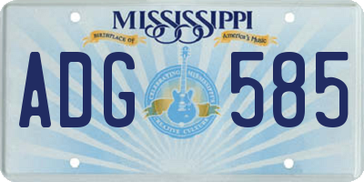MS license plate ADG585
