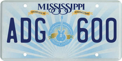 MS license plate ADG600