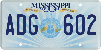 MS license plate ADG602