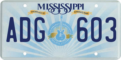 MS license plate ADG603