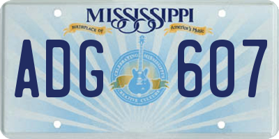 MS license plate ADG607