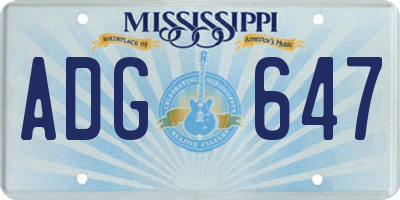 MS license plate ADG647