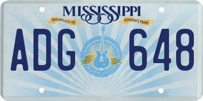MS license plate ADG648
