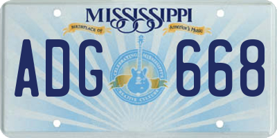 MS license plate ADG668