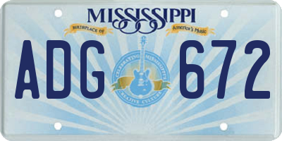 MS license plate ADG672
