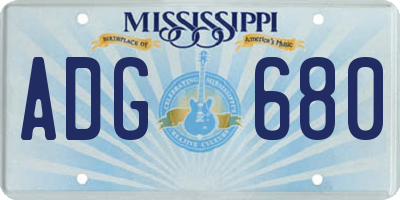 MS license plate ADG680