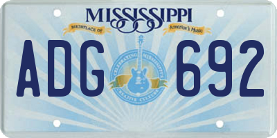 MS license plate ADG692