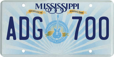 MS license plate ADG700