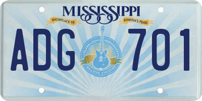 MS license plate ADG701