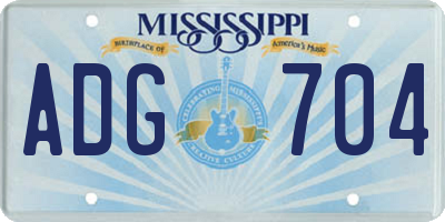 MS license plate ADG704