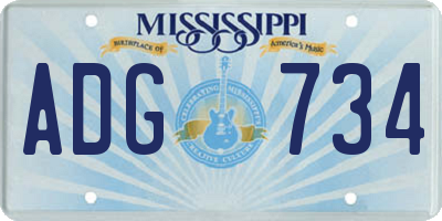 MS license plate ADG734