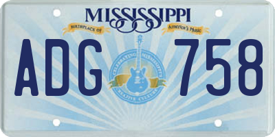 MS license plate ADG758