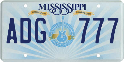 MS license plate ADG777