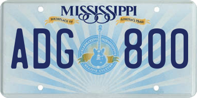 MS license plate ADG800
