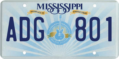 MS license plate ADG801