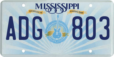 MS license plate ADG803