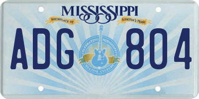 MS license plate ADG804