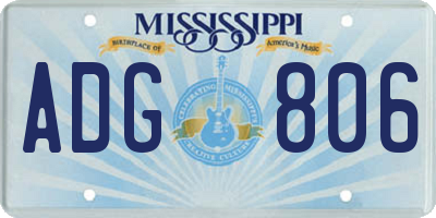 MS license plate ADG806
