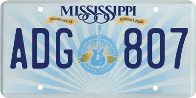 MS license plate ADG807