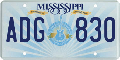 MS license plate ADG830