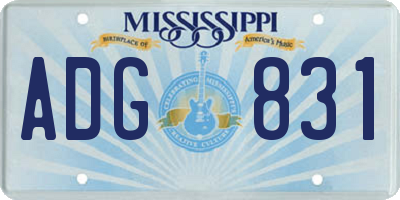 MS license plate ADG831