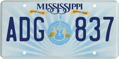 MS license plate ADG837