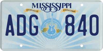MS license plate ADG840
