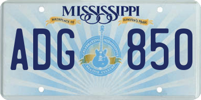 MS license plate ADG850