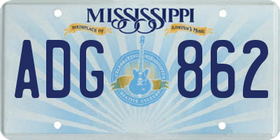 MS license plate ADG862