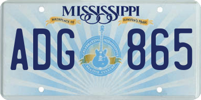 MS license plate ADG865