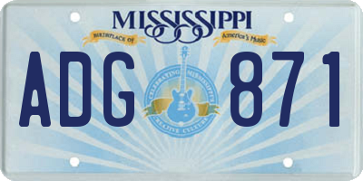 MS license plate ADG871