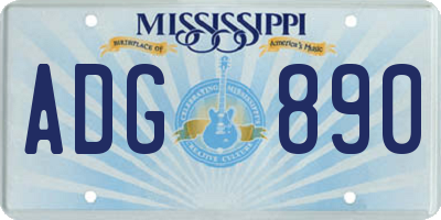 MS license plate ADG890