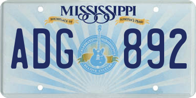 MS license plate ADG892